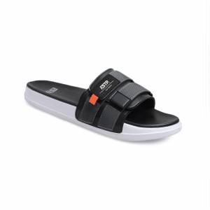 Sandal Slide Stereo Black Orange